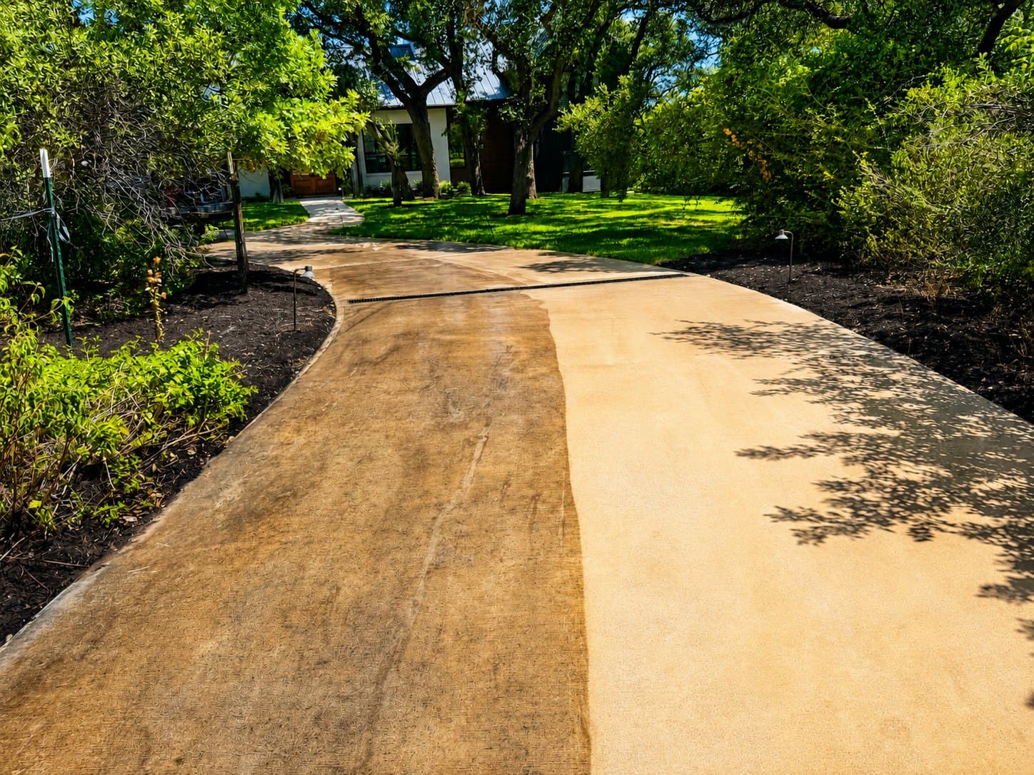 Concrete walkway cleaning