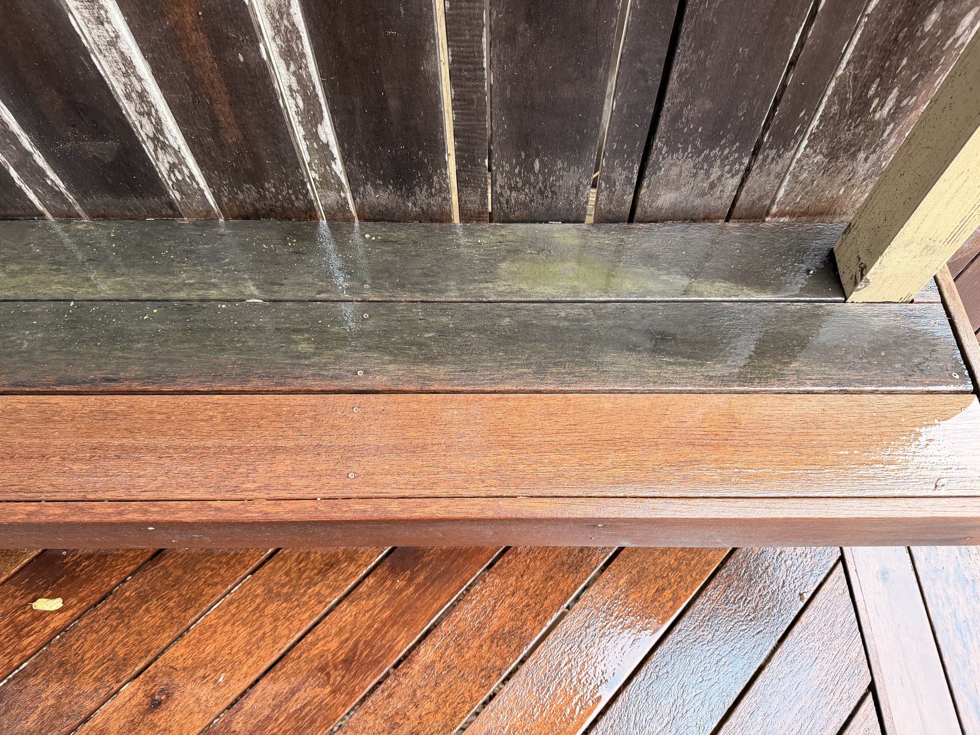 Deck cleaning in progress