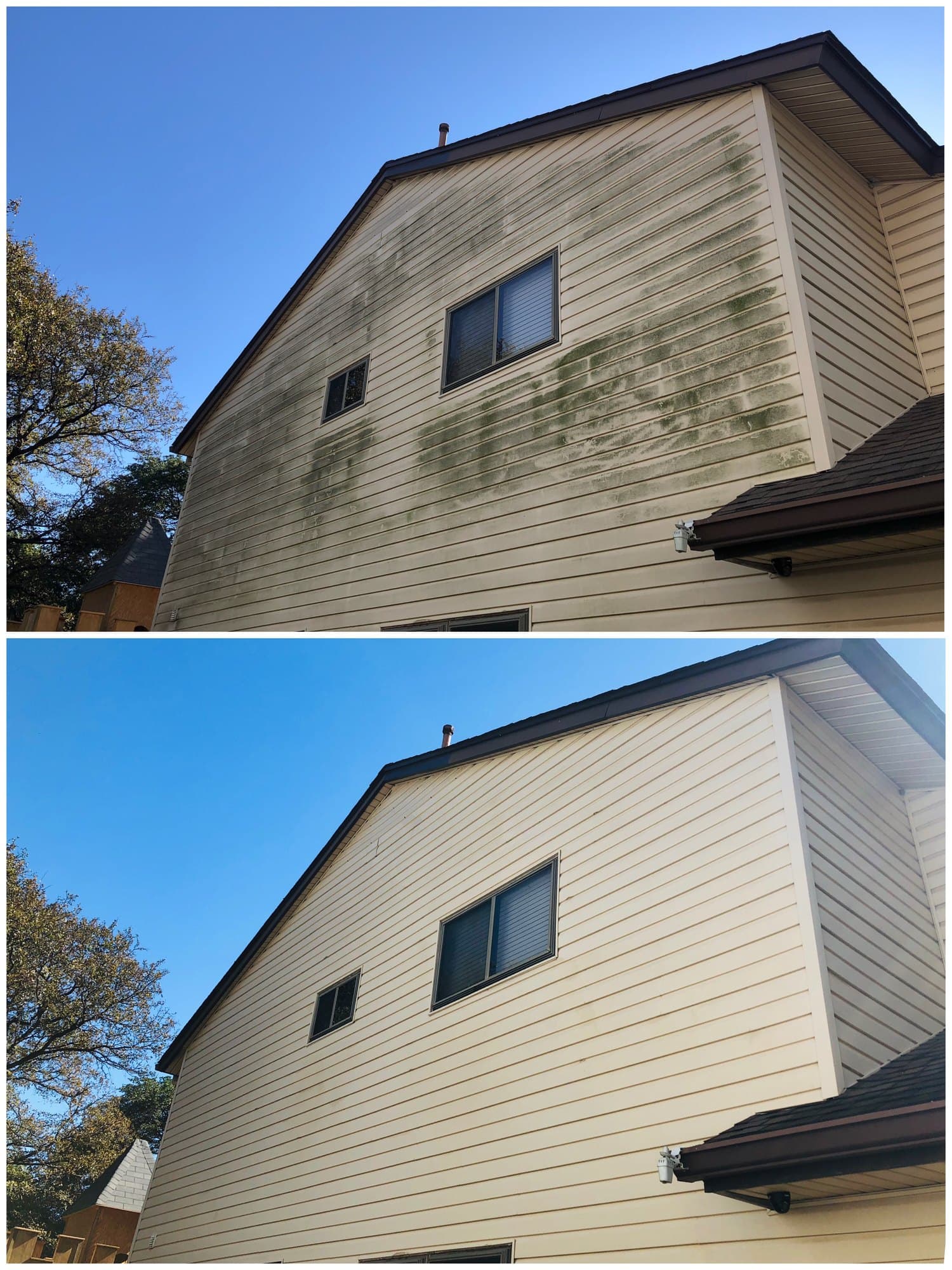 Soft washing mold and mildew off a house exterior