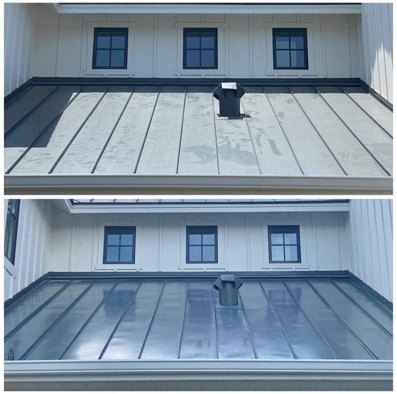 Roof Washing before and after by Hi-Tech Power Wash in Austin, TX
