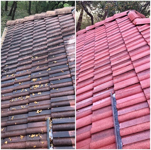 Roof Washing before and after by Hi-Tech Power Wash in Austin, TX