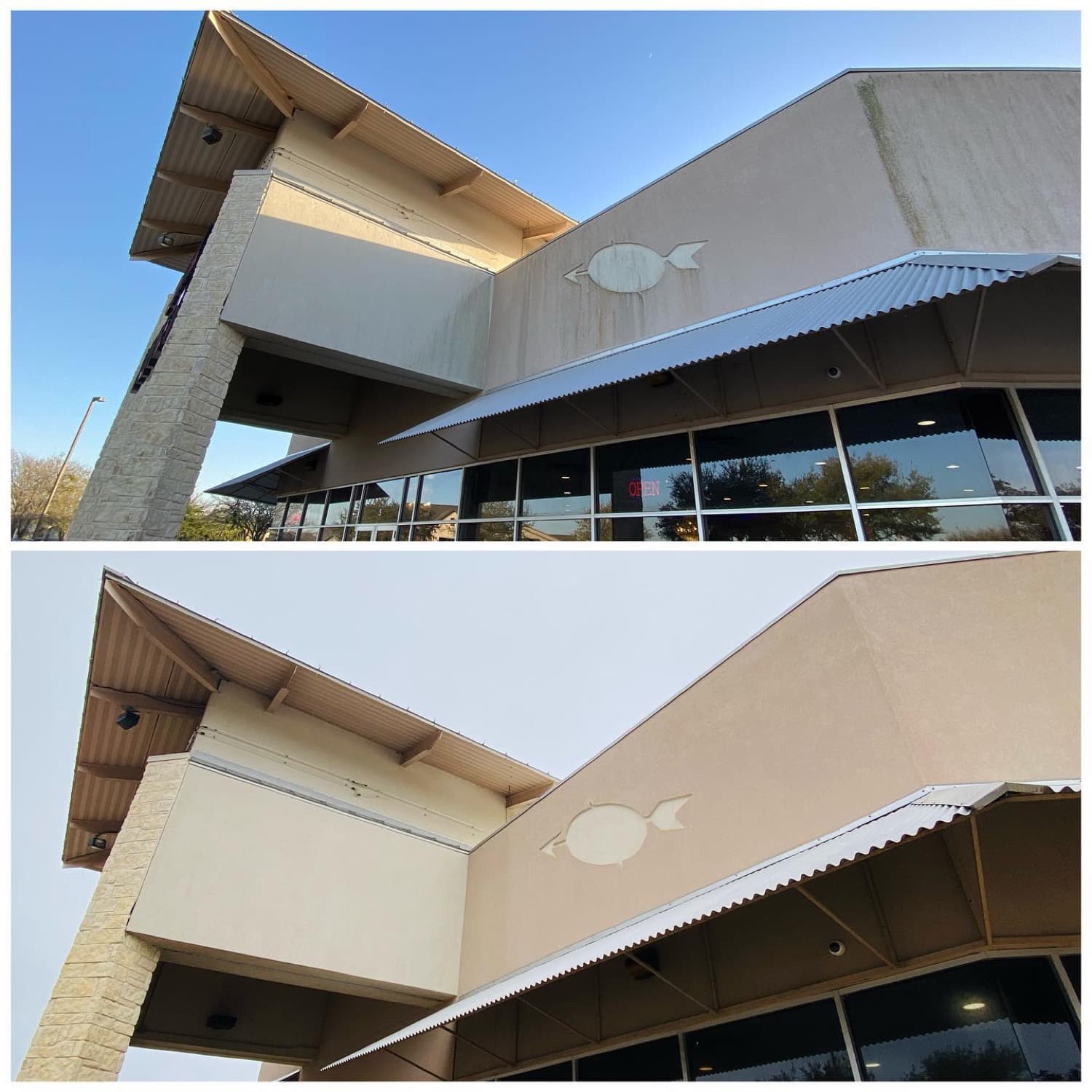 Commercial Pressure Washing before and after by Hi-Tech Power Wash in Austin, TX