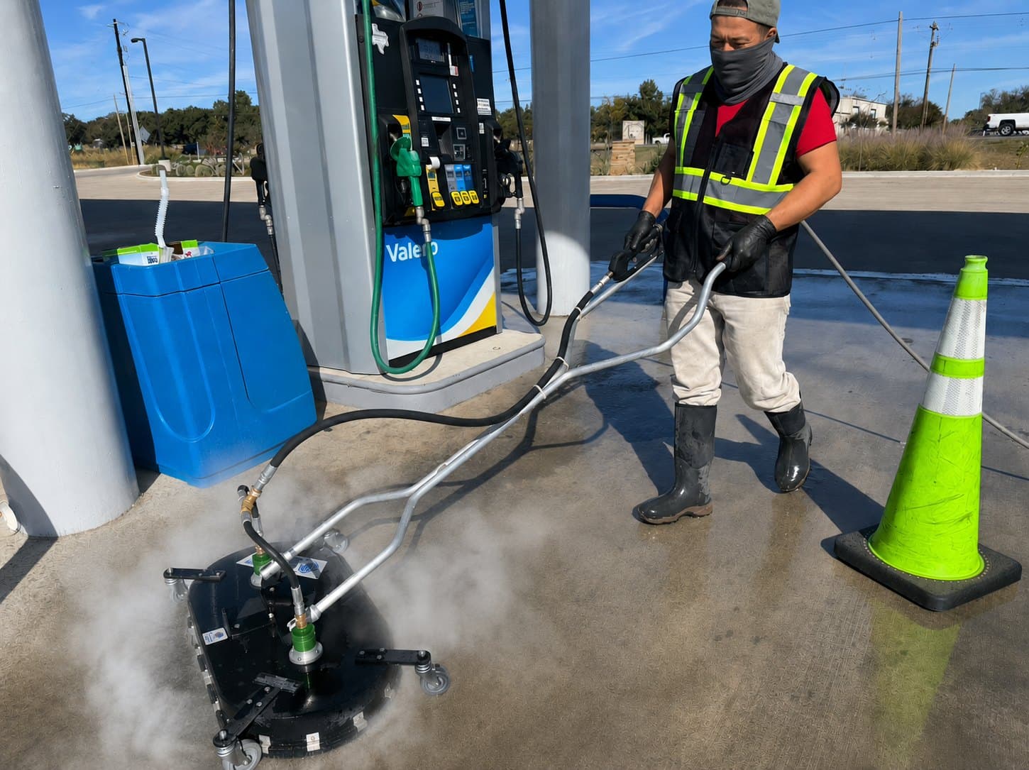 Gas station pressure washing